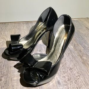 Johnathan Kayne Black Bow Pageant Prom Heels